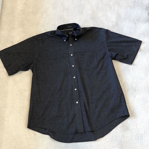 Van Heusen Men's Black Short Sleeve Button Down Size L - Picture 1 of 8